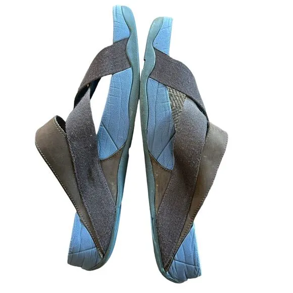 Fitflop | Size 10 Wobble Board Blue Canvas Thong Sandal Flip Flop