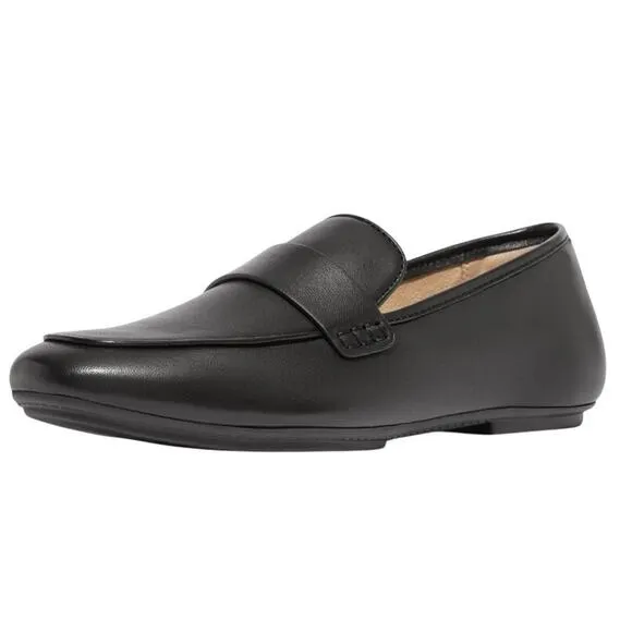 FitFlop Womens Delicato Loafers US 10 EU 42 Black Leather Slip On NIB