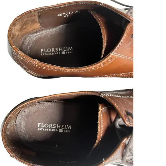 Florsheim Men’s 11D Wingtip Oxford Shoes Brown Leather Brogue Dress