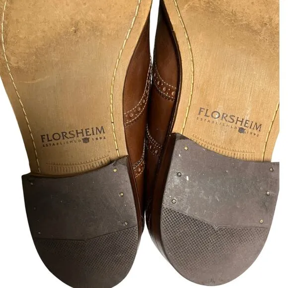 Florsheim Men’s 11D Wingtip Oxford Shoes Brown Leather Brogue Dress