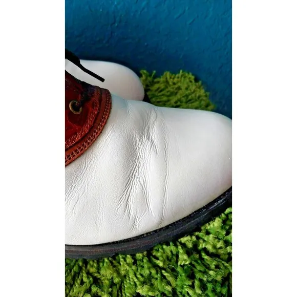 Florsheim Spikeless White/Brown Magneforce Golf Shoes Size 9.5 Men's