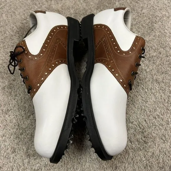 Footjoy‎ Fit Dogs Golf Shoes Men's 11M White Brown Rubber Cleat New with Defects