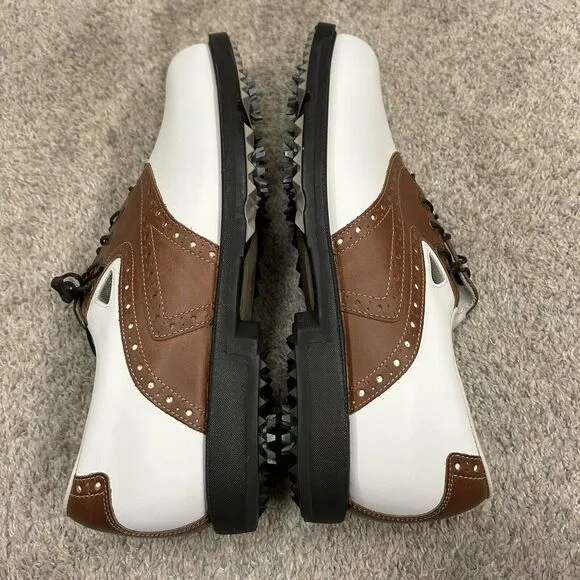 Footjoy‎ Fit Dogs Golf Shoes Men's 11M White Brown Rubber Cleat New with Defects