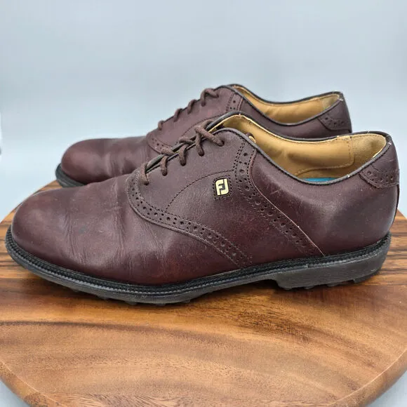 Footjoy FJ Club Professionals Golf Shoes Men's 10 Wide Brown Leather Spikeless