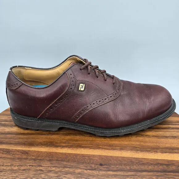 Footjoy FJ Club Professionals Golf Shoes Men's 10 Wide Brown Leather Spikeless