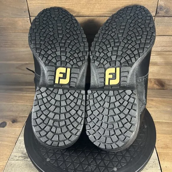 FootJoy Icon Saddle Mens Sz 11 XXW WIDE Black Leather Crocodile Print Golf Shoes