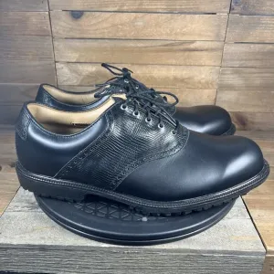 FootJoy Icon Saddle Mens Sz 11 XXW WIDE Black Leather Crocodile Print Golf Shoes