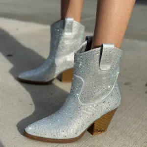 Forever clear rhinestone Cowboy boot