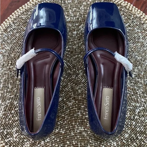 Franco Sarto Blue Patent Mary Janes Tinsley Women's size 7 M NWOT ( V- 5)