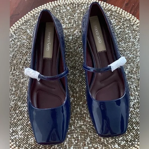 Franco Sarto Blue Patent Mary Janes Tinsley Women's size 7 M NWOT ( V- 5)