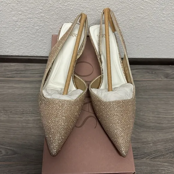 Franco Sarto Devin Slingback Pump In  Platinum Fabric (WIDE)