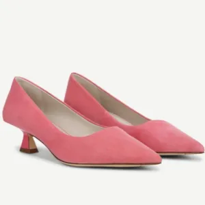 Franco Sarto Diva Low Heel Pump In Elegant Pink Suede