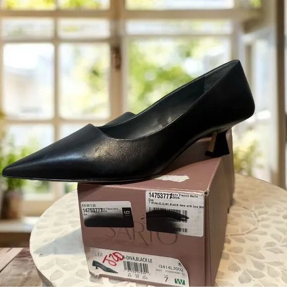 Franco Sarto Diva Women’s Leather Kitten Heel Pumps