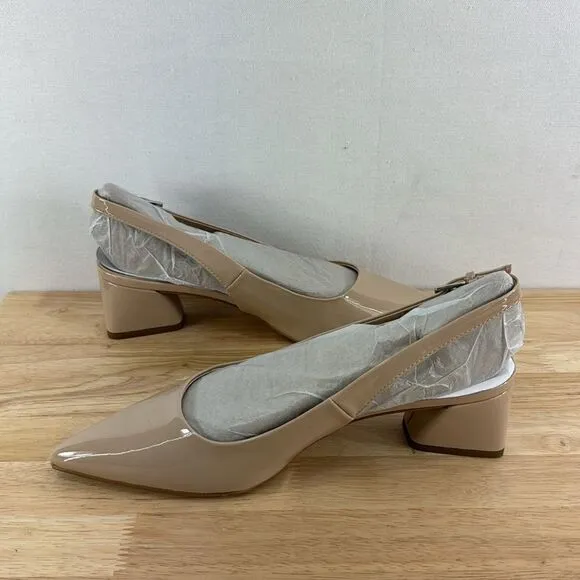 Franco Sarto Franco Racer Slingback-  Nude Patent Faux Leather- Size 7.5M- NIB
