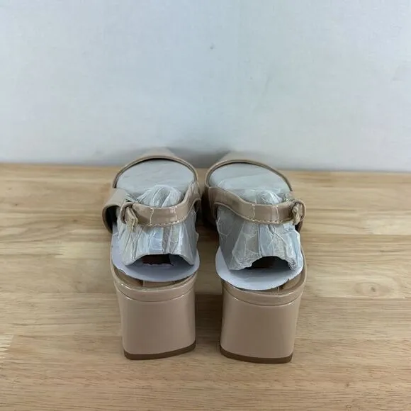 Franco Sarto Franco Racer Slingback-  Nude Patent Faux Leather- Size 7.5M- NIB