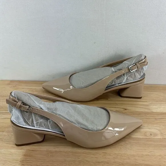 Franco Sarto Franco Racer Slingback-  Nude Patent Faux Leather- Size 7.5M- NIB