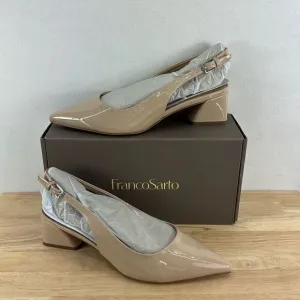 Franco Sarto Franco Racer Slingback-  Nude Patent Faux Leather- Size 7.5M- NIB