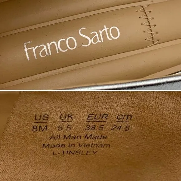 Franco Sarto Tinsley Mary Jane Flat in Silver Faux Leather Size 8