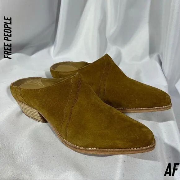 FREE PEOPLE NEW FRONTIER WESTERN MULES IN CAMEL TAN NEW SIZE 40