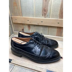 French Shriner Mens Black Leather Wingtip Oxford Dress Shoes 12M