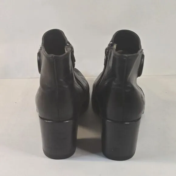 Frye‎ Womens Size 7.5 B Black Ankle Boots Janis Ring Short Bootie 3474176-BLK