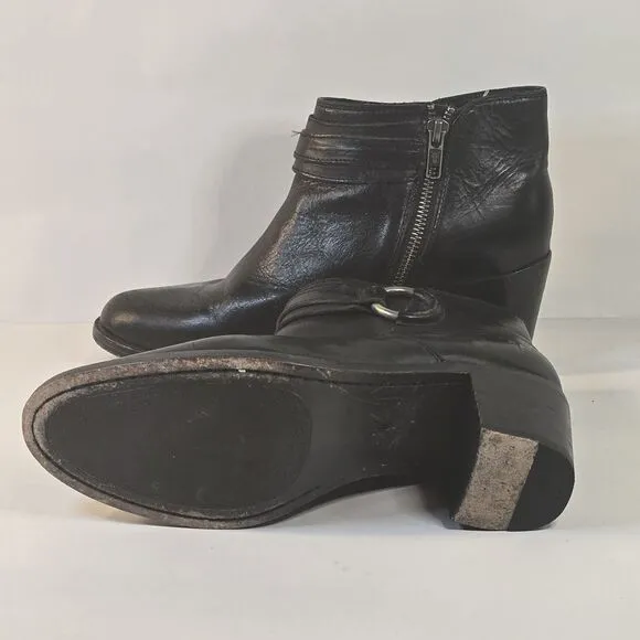Frye‎ Womens Size 7.5 B Black Ankle Boots Janis Ring Short Bootie 3474176-BLK