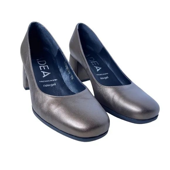 GADEA Leather Modern Heel Pumps Size EU 38 in Pewter Bronze