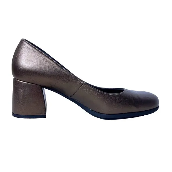 GADEA Leather Modern Heel Pumps Size EU 38 in Pewter Bronze