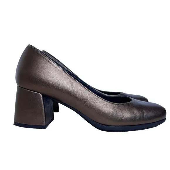 GADEA Leather Modern Heel Pumps Size EU 38 in Pewter Bronze
