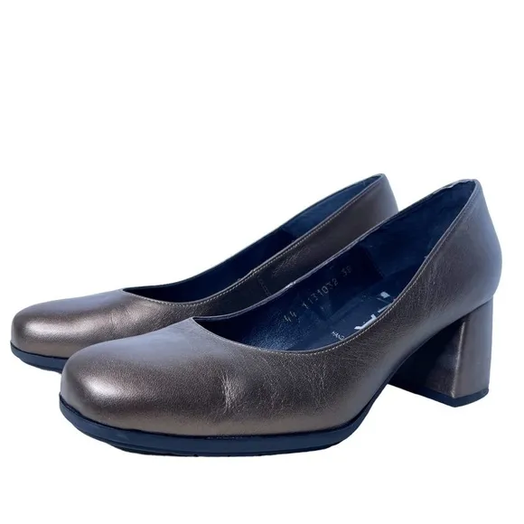 GADEA Leather Modern Heel Pumps Size EU 38 in Pewter Bronze