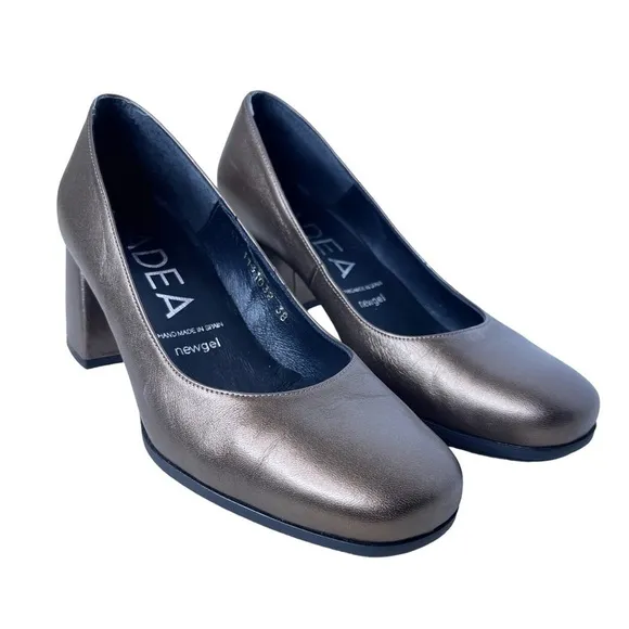 GADEA Leather Modern Heel Pumps Size EU 38 in Pewter Bronze