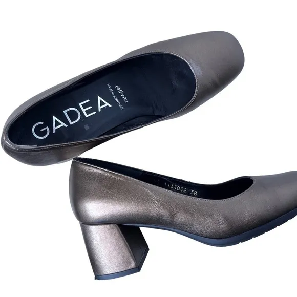 GADEA Leather Modern Heel Pumps Size EU 38 in Pewter Bronze