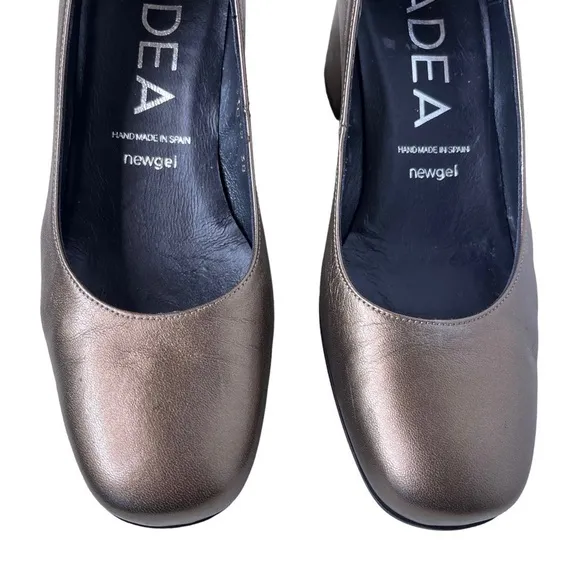 GADEA Leather Modern Heel Pumps Size EU 38 in Pewter Bronze