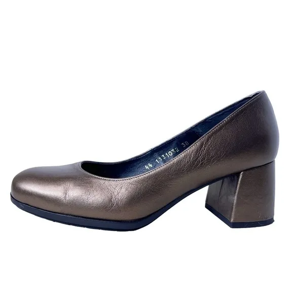 GADEA Leather Modern Heel Pumps Size EU 38 in Pewter Bronze