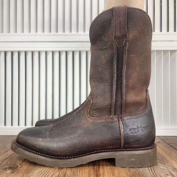 Georgia Boot 10.75&quot; Wellington Carbo-Tec Roper Farm Ranch Boots Mens Sz 9W Wide