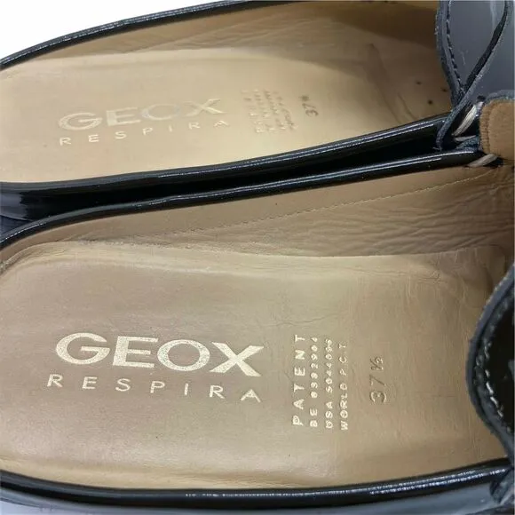 Geox Respira Clogs Mules Shoes Women Olive Green Patent Leather Slip On  sz 6.5