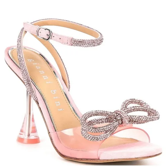 Gianni Bini Haydn Satin Rhinestone Bow Ankle Strap Dress Heels