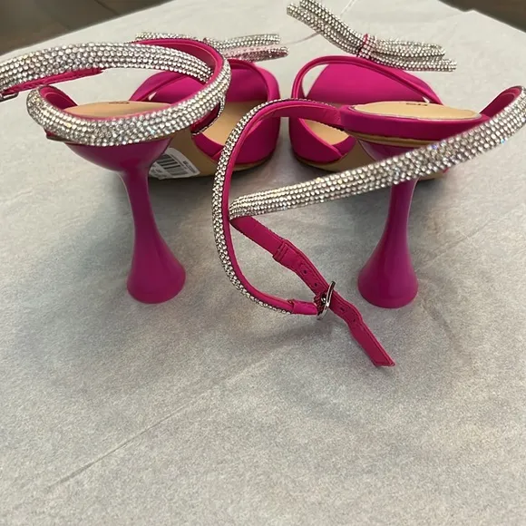 Gianni Bini Haydn Satin Rhinestone Bow Ankle Strap Dress Heels