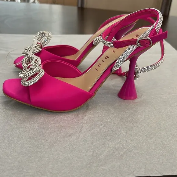 Gianni Bini Haydn Satin Rhinestone Bow Ankle Strap Dress Heels