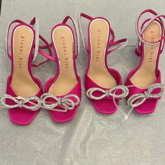 Gianni Bini Haydn Satin Rhinestone Bow Ankle Strap Dress Heels