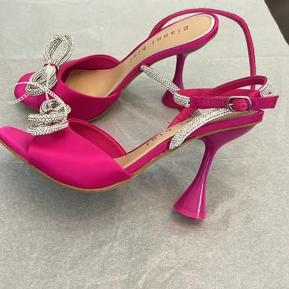 Gianni Bini Haydn Satin Rhinestone Bow Ankle Strap Dress Heels