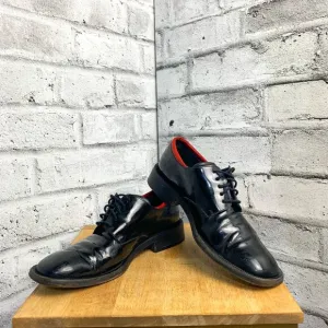 Gucci Vintage 90s Black Patent Leather Square Toe Derby Shoe