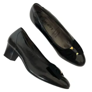 Hassia Love Story Elexa 3 Pumps Black Leather Bow H Width Wide Shoes UK 5 US 7.5