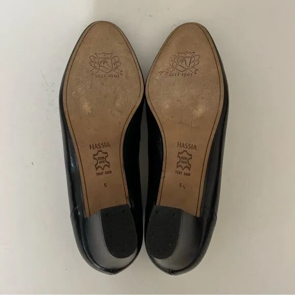 Hassia Love Story Elexa 3 Pumps Black Leather Bow H Width Wide Shoes UK 5 US 7.5