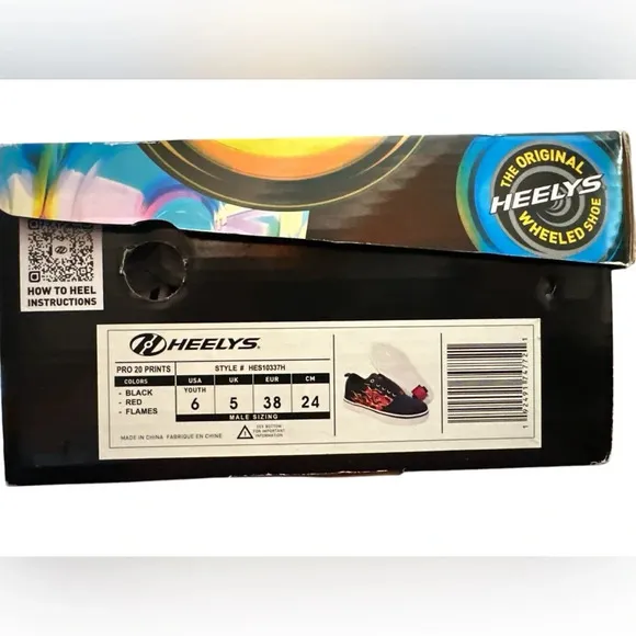 Heelys Pro 20 Flame Prints Skate Canvas Sneaker Shoes Youth 6 New in box