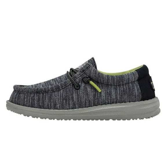 HEY DUDE BOY'S WALLY YOUTH STRETCH NAVY SIZE 1 | BOY’S SHOES | BOY'S LACE U