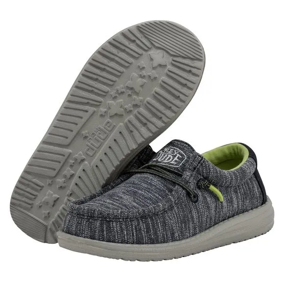 HEY DUDE BOY'S WALLY YOUTH STRETCH NAVY SIZE 1 | BOY’S SHOES | BOY'S LACE U