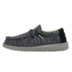 HEY DUDE BOY'S WALLY YOUTH STRETCH NAVY SIZE 1 | BOY’S SHOES | BOY'S LACE U