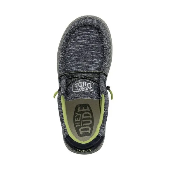 HEY DUDE BOY'S WALLY YOUTH STRETCH NAVY SIZE 1 | BOY’S SHOES | BOY'S LACE U