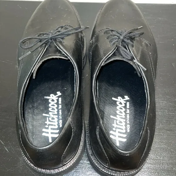 Hitchcock Black Leather Oxfords.  Size 9.5. 5E.  Wide Shoes for Men.